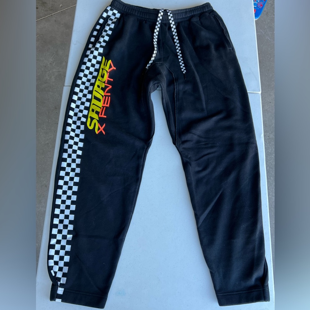 Savage X Fenty Black racer sweatpants in black size L